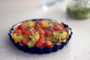 Recept Crottin de Chavignol en tarte fine tomates-courgettes